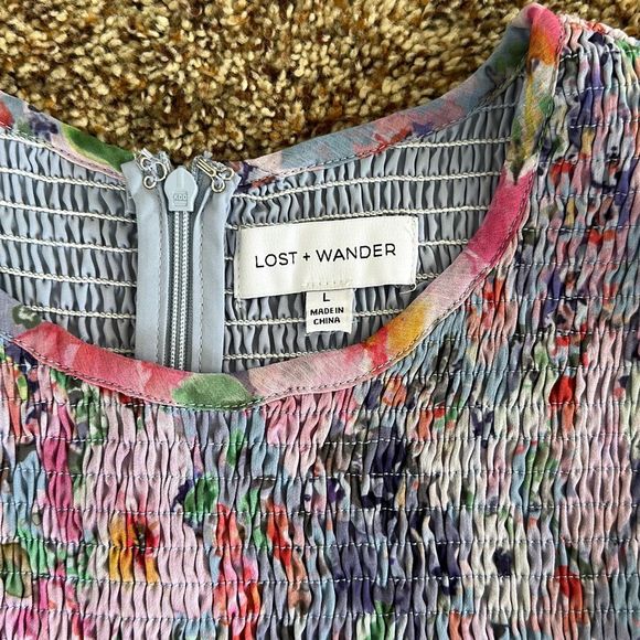 NWOT Lost and Wander Down to Earth Smocked Garden Midi Dress Size L - Picture 8 of 12